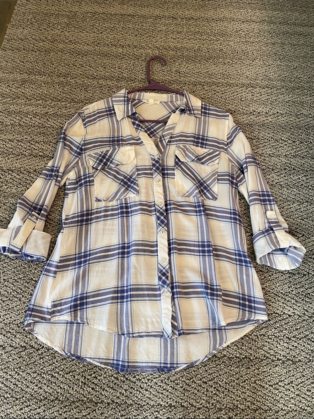 mine Blue and White Plaid Shirt
